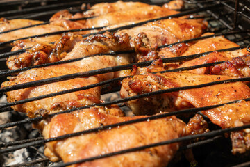 Close up Juicy Grilled Chicken on the BBQ