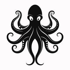 black octopus icon vector