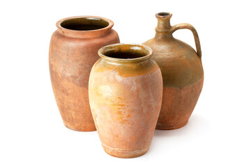 Clay old jug are handmade .