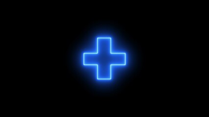 Fototapeta premium Neon Medical cross round button. Add icon. Addition sign. Medical Plus icon. Medical symbol of emergency help.