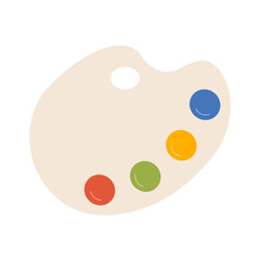 Colorful Artist Palette with Red, Green, Yellow, and Blue Paint Blobs