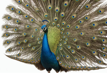 Obraz premium Peacock, isolated on a white background in commercial photography