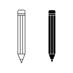 Pencil contour outline and silhouette icons isolated vector illustration