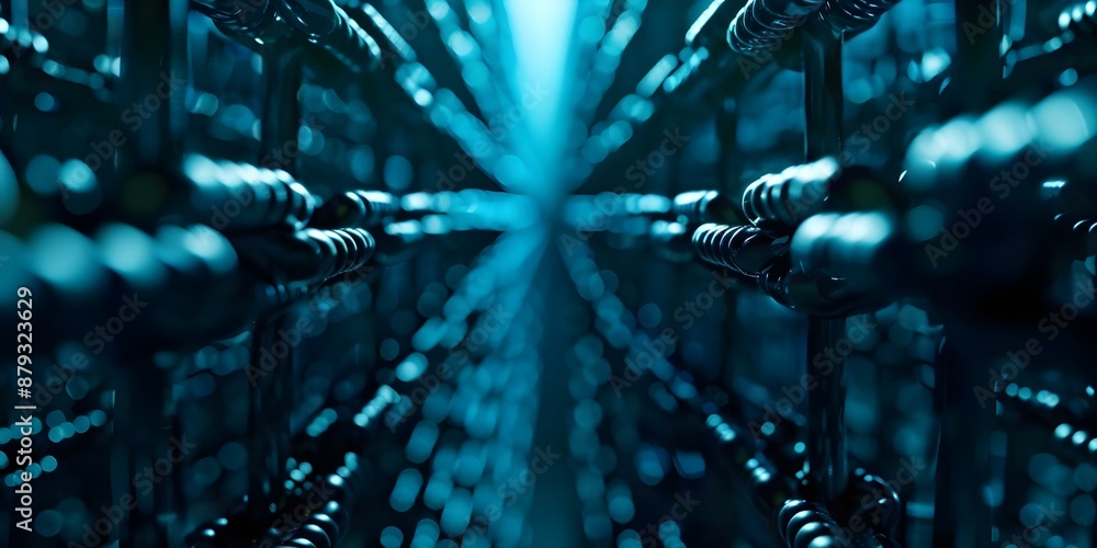 Poster seeking freedom blockchain oasis as a refuge from chaotic centralized systems. concept blockchain te