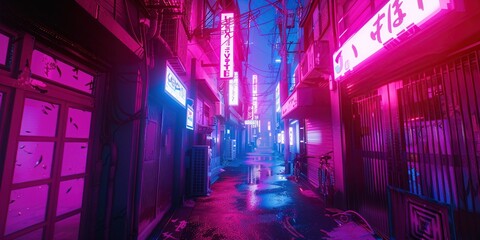 Fototapeta premium Neon-Lit Backstreet in Japan