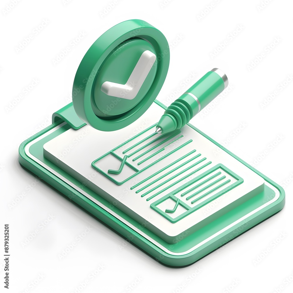 Poster 3d illustration of a checklist with pen and checkmark icon. perfect for business concepts, tasks man