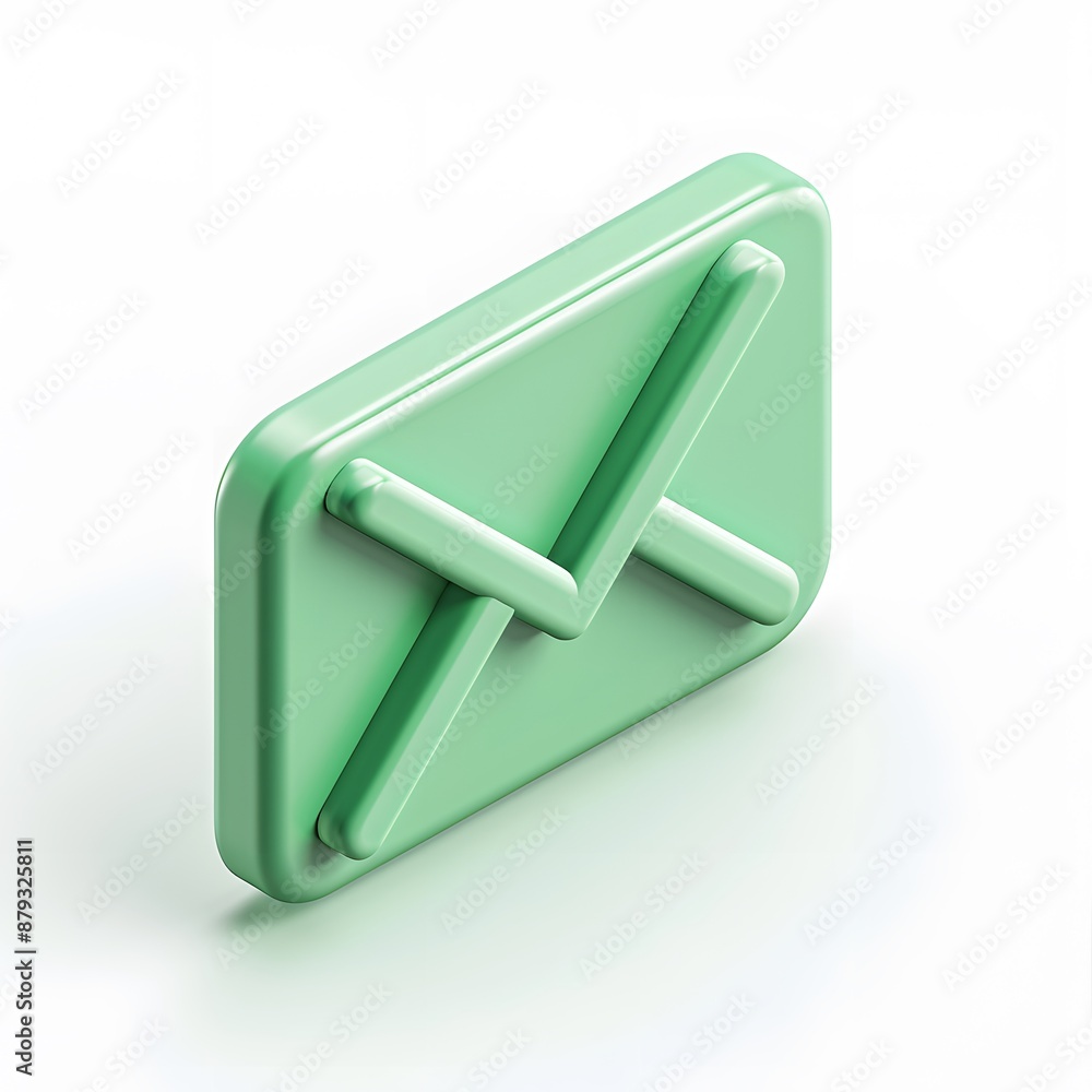 Poster 3d rendering of a green envelope icon symbolizing email communication and message delivery, isolated