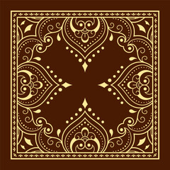 Circular pattern in form of mandala with flower for Henna, Mehndi, tattoo, decoration. Decorative ornament in ethnic oriental style. Outline doodle hand draw vector illustration.