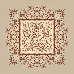 Stylized with henna tattoos decorative pattern for decorating covers for book, notebook, casket, magazine, postcard and folder. Eastern tradition flower and mandala design in mehndi style.