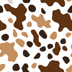 Fototapeta premium Abstract white and brown cow seamless pattern background
