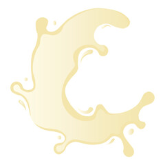 Vanilla Milk Splash with Gradient Color. Isolated on White Background. Vector Illustraion in Cartoon Style.