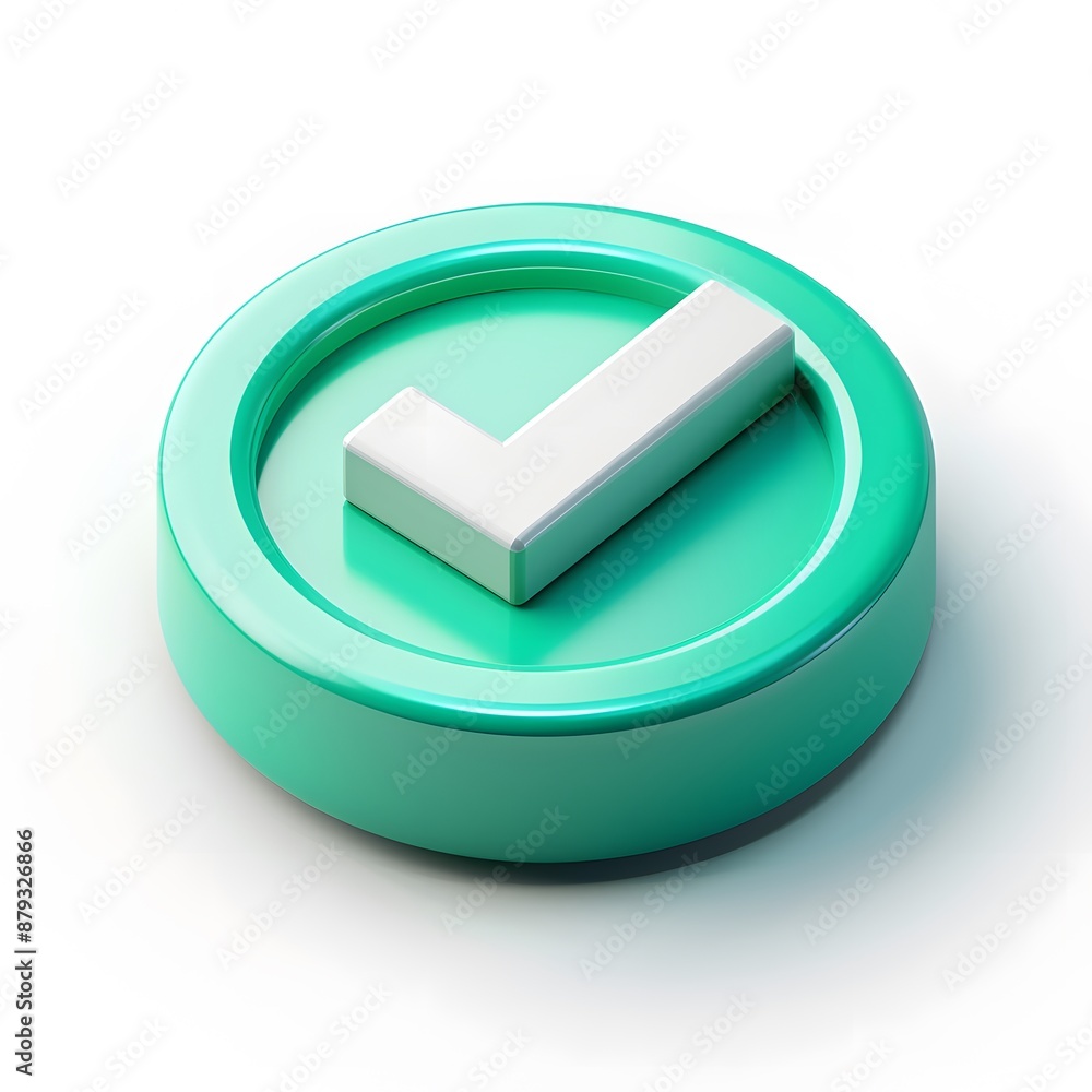 Poster green circular checkmark button or badge representing approval, success, or confirmation isolated on