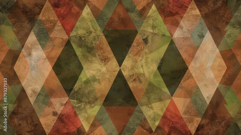 Poster a mesmerizing abstract background with triangular geometric patterns in subdued earthy colors, blend