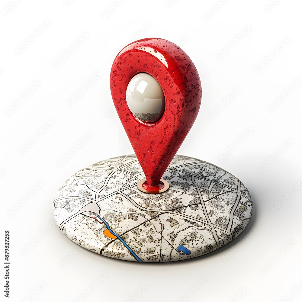 Aufkleber red pin location marker on top of a city map, showcasing a navigation and geolocation concept on a w