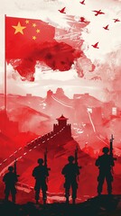 Illustration of China Army Day in watercolor style.