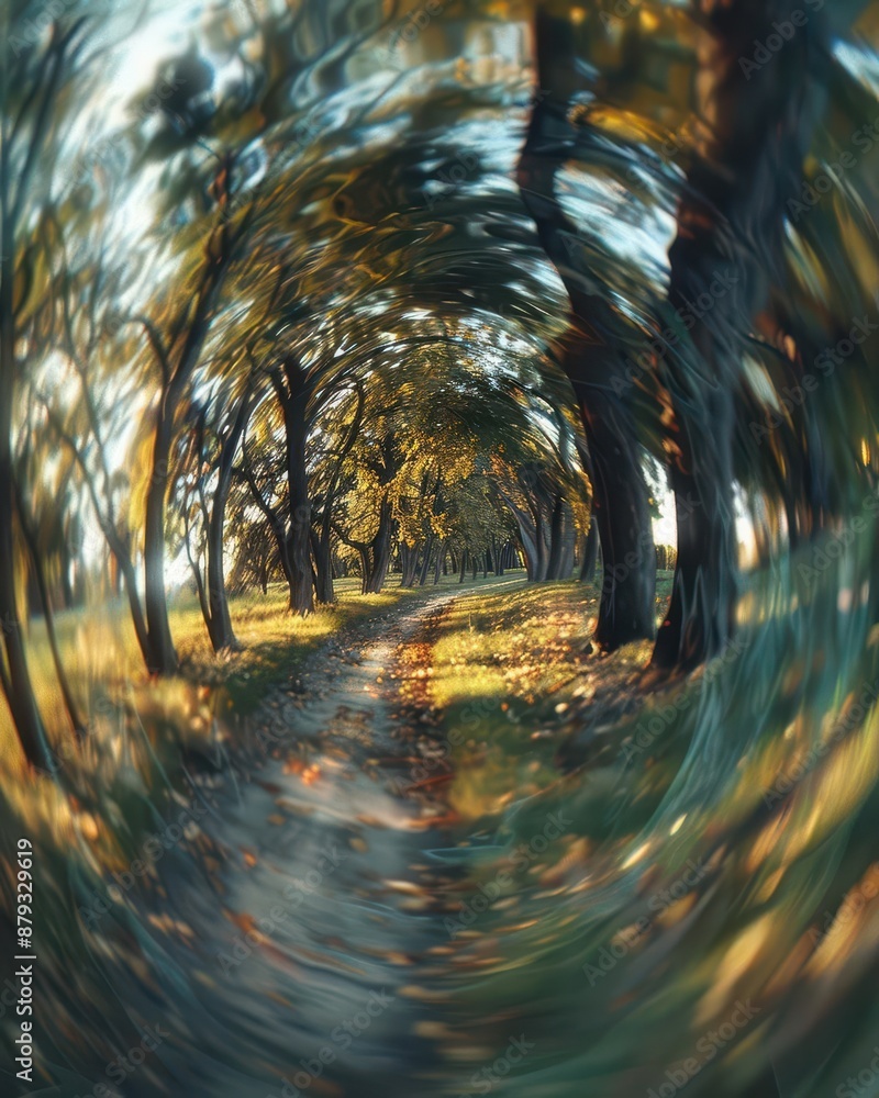 Aufkleber the quantum forest with trees and foliage appearing as if viewed through a quantum lens, creating a 
