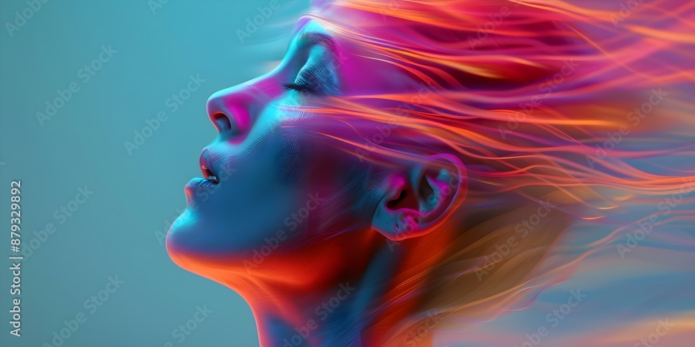 Poster exploring mental turmoil through abstract art dynamic lines, fragmented shapes, and distorted perspe