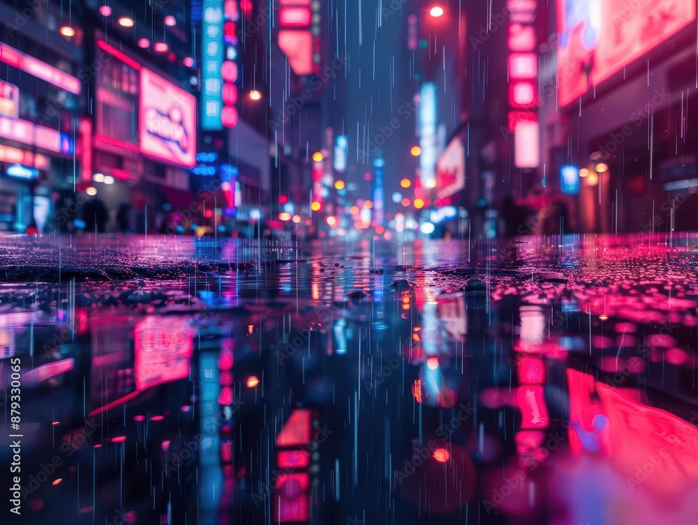 Aufkleber techno-reflections in a futuristic cityscape with neon lights and digital elements create a mesmeriz