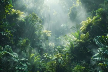 Obraz premium The synthetic jungle features a mix of artificial and natural components, forming a forest that looks ahead to the future.