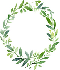 watercolor frame of leaves, simple design, in the style of clipart, png, Transparent background