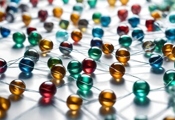 Obraz premium green and blue beads making a string together, chain of beads, string of beads