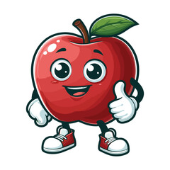 apple character, Cute Cartoon Apple fruit character giving a thumbs up ,colorful vector illustration, isolated on white backgroundlaying with a ball vector

