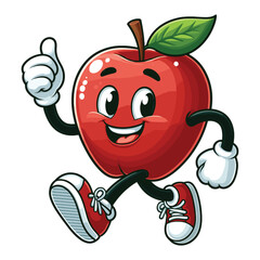 apple character, Cute Cartoon Apple fruit character giving a thumbs up ,colorful vector illustration, isolated on white backgroundlaying with a ball vector

