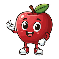 apple character, Cute Cartoon Apple fruit character giving a thumbs up ,colorful vector illustration, isolated on white backgroundlaying with a vector

