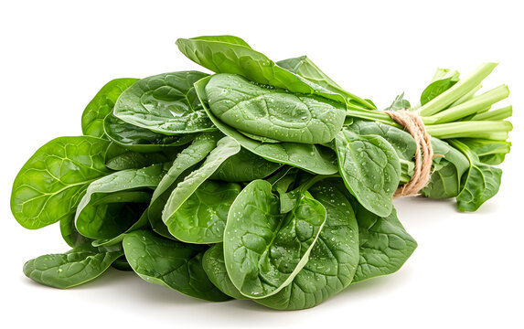 Fresh bundle of spinach isolated on a white background
