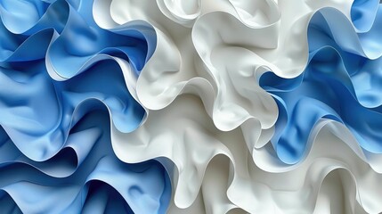 Fototapeta premium Abstract Blue and White Fabric Swirls