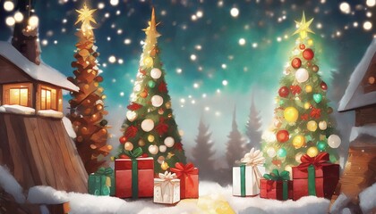 Obraz premium christmas tree with gifts