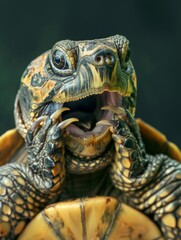 Naklejka premium Very surprised turtle with open mouth
