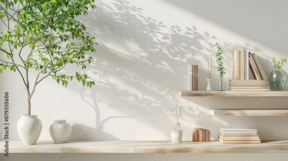 Aufkleber design calendar with text tree vases and books