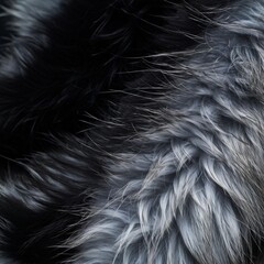 Fototapeta premium The cat's fur is zoomed in from close range, black and gray.