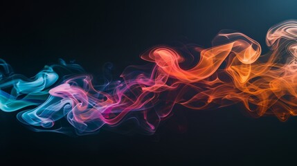 Fototapeta premium Colorful smoke trails captured against a black backdrop for an abstract look