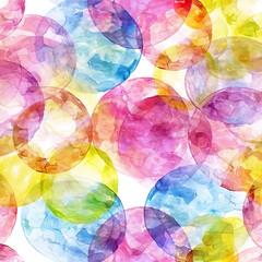 Fototapeta premium Abstract watercolor colorful washes of circle and ellipses stains seamless background