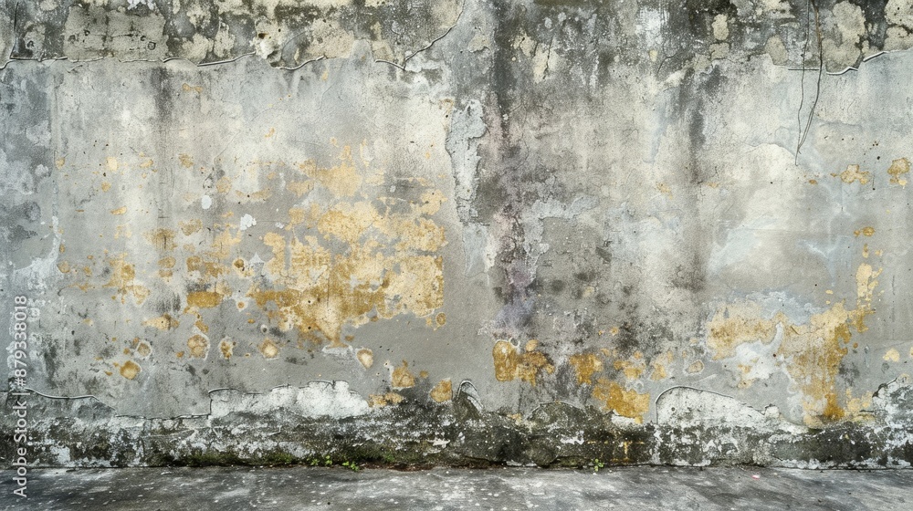 Poster aged concrete wall with grunge texture in abandoned setting for design stock image