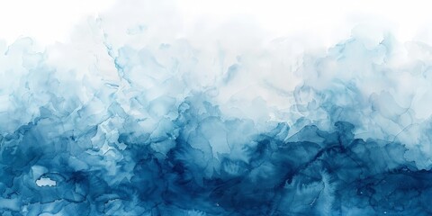 Abstract Blue Ink Wash Painting