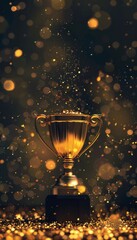 Champion golden trophy for winner background. Success and achievement concept. Sport and cup award