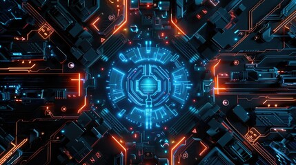 Obraz premium Hi-tech digital technology futuristic circuit digital. Abstract futuristic design. artificial intelligence. Modern futuristic design. Abstract technology vector illustration background