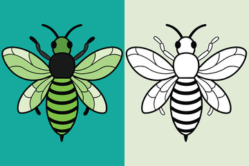  Bee Vector Art illustration. Bee Silhouette. Colorful bee icon. Black and white Bees. Cartoon bee icon set. Bee flying on a dotted route isolated on the white background. Vector illustration.