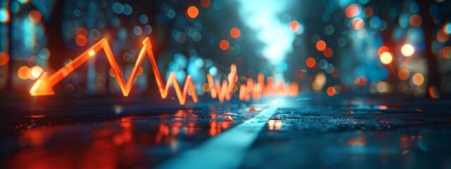 Financial growth arrow symbolizing financial growth and success, orange.