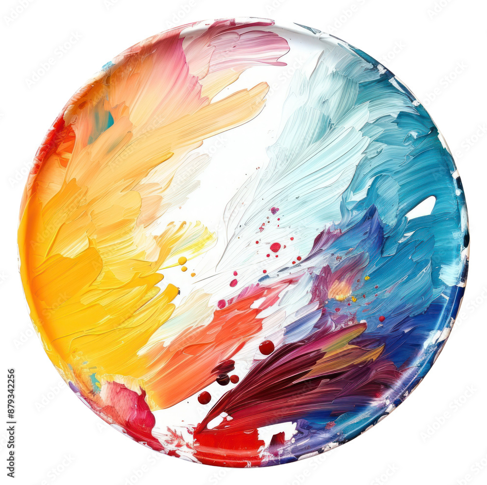 Sticker PNG Colour painting plate with a brush isolated palette white background creativity.