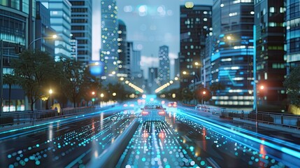 Fototapeta premium Integrated control system simulation and autonomous driving in smart city