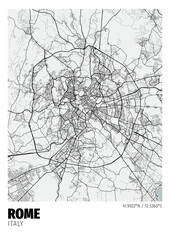 Naklejka premium Rome City, Italy Map - Rome City White Gold Maps Poster Wall Art Home Decor Ready to Printable 