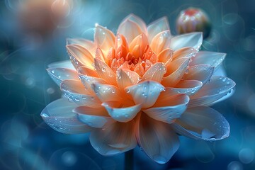 Fototapeta premium Serene Water Lily with Dew Drops - Nature's Elegance for Print and Digital Use