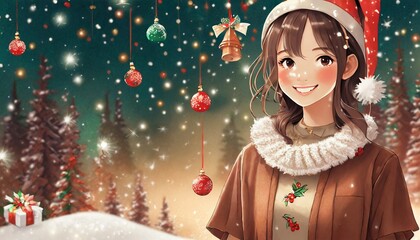 girl with a christmas tree