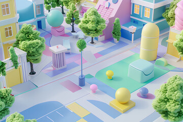 可愛い公園と美しい街並み