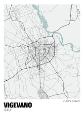 Vigevano City, Italy Map - Vigevano City White Gold Maps Poster Wall Art Home Decor Ready to Printable
