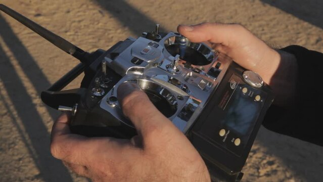 Drone Radio Control At The Sunset